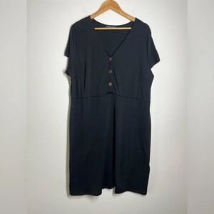 Inner Circle Crêped Black Mini Dress 3 Buttons Size XL